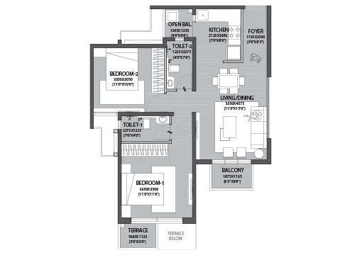 Gõdrej Parķ Retréat Floor Plan - 2 BHK