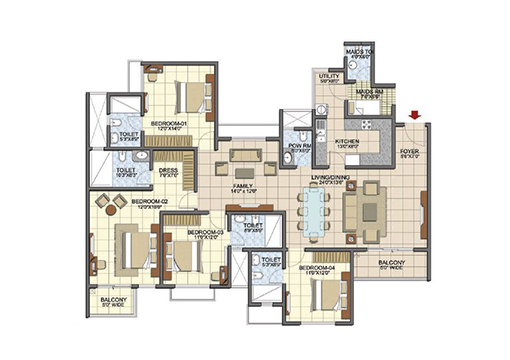TATA Varnam Floor Plan - 4 BHK